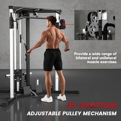 Black Multifunction Home Gym Machine Lat Pulley Pull-Up Station 100kg