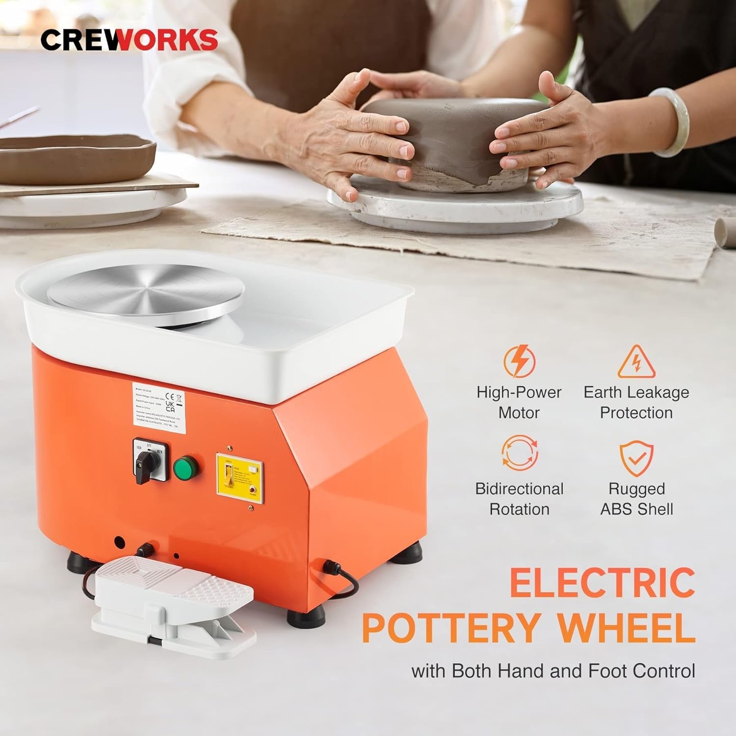 350W Electric Pottery Wheel 25cm Foot Pedal DIY Clay Machine