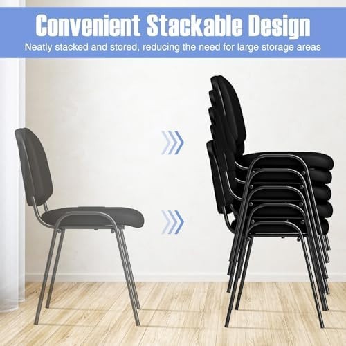 Set of 2 Stackable Office Reception Chairs Padded Linen