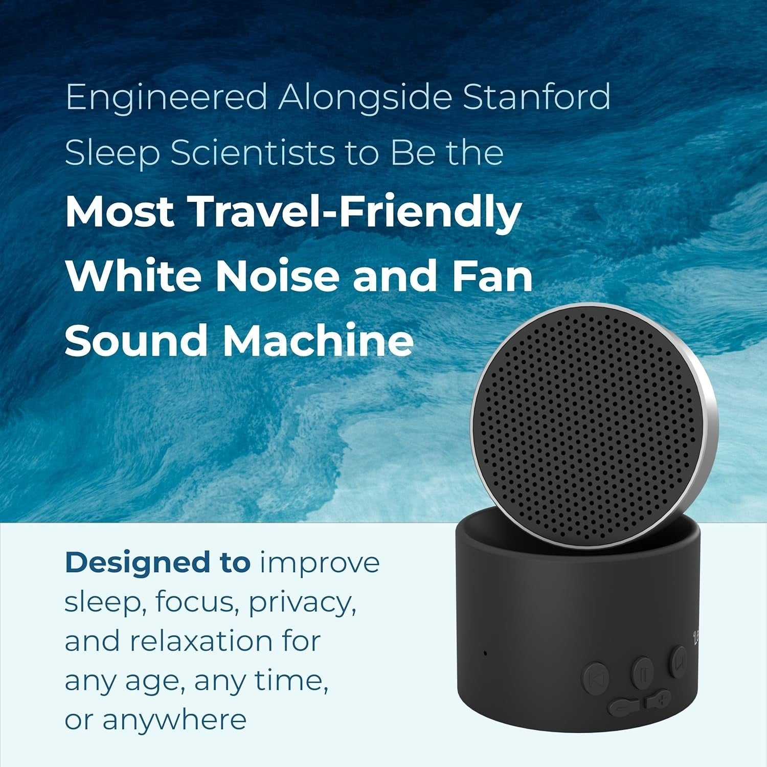 Portable White Noise Sound Machine Bluetooth Speaker USB-C Travel Sleep Aid