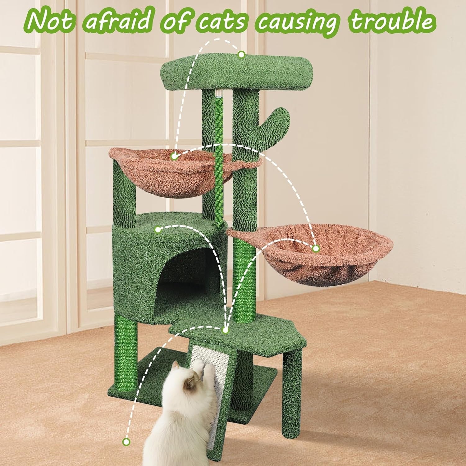 Cat Tree 95cm Climbing Tower Scratching Posts Condo Hammocks for Indoor Cats