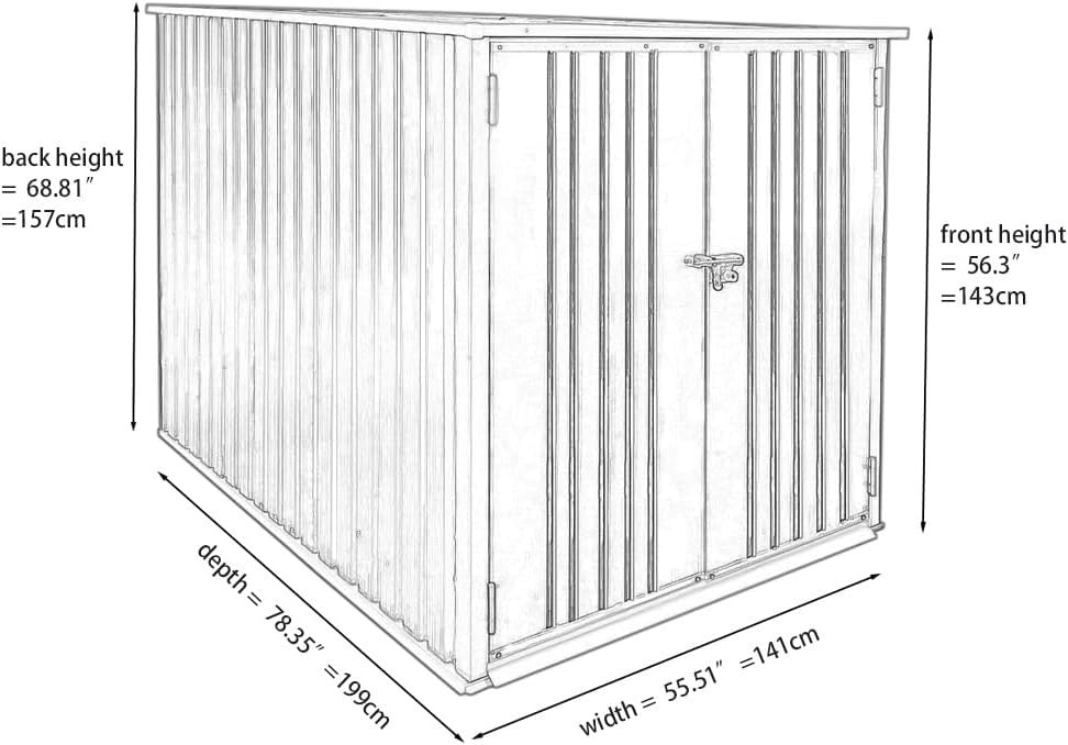 Metal Garden Bike Shed Pent Roof 2-Bike Locking Racks Outdoor Storage