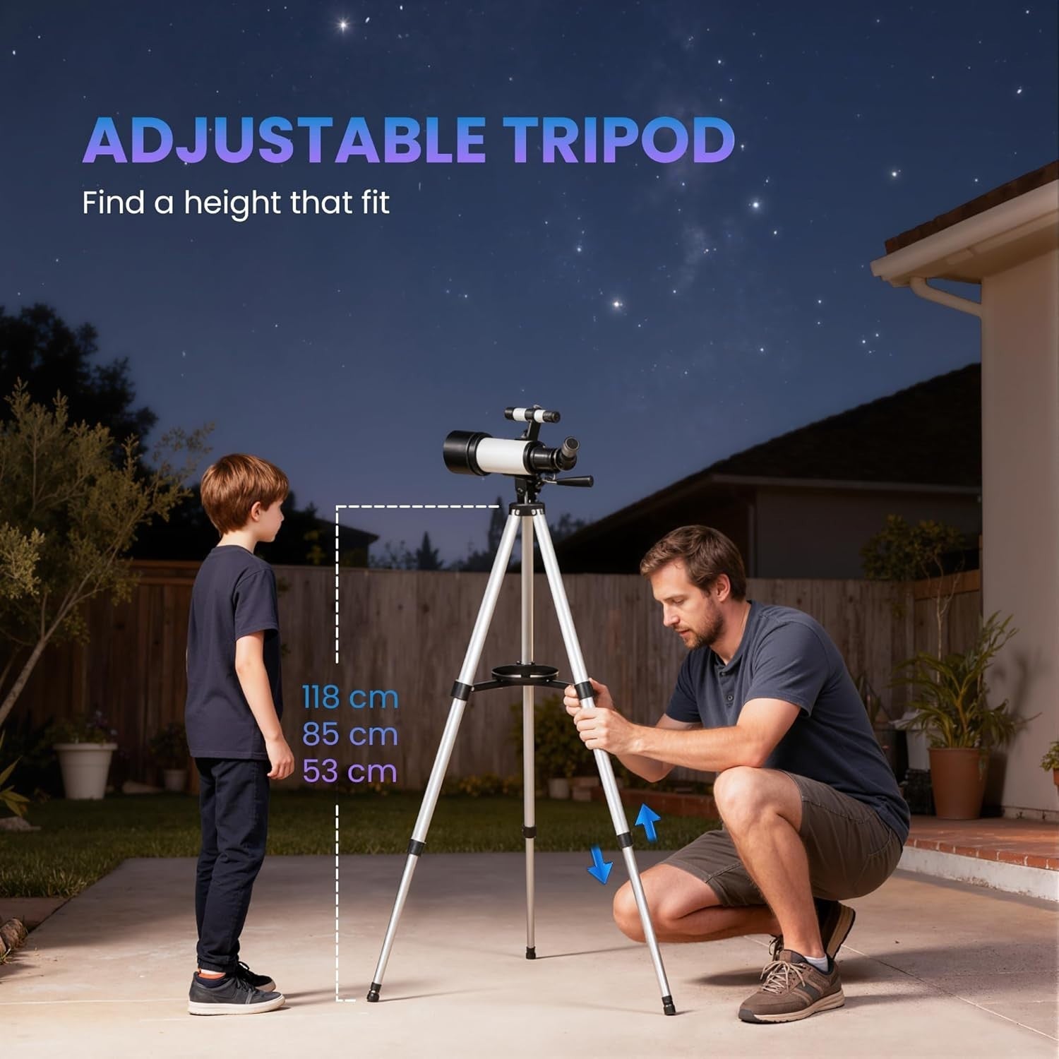 70mm Aperture Portable Refractor Telescope for Adults & Beginners - White