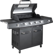 5 Burner Premium Gas BBQ Grill | Glass Lid Window | Side Burner