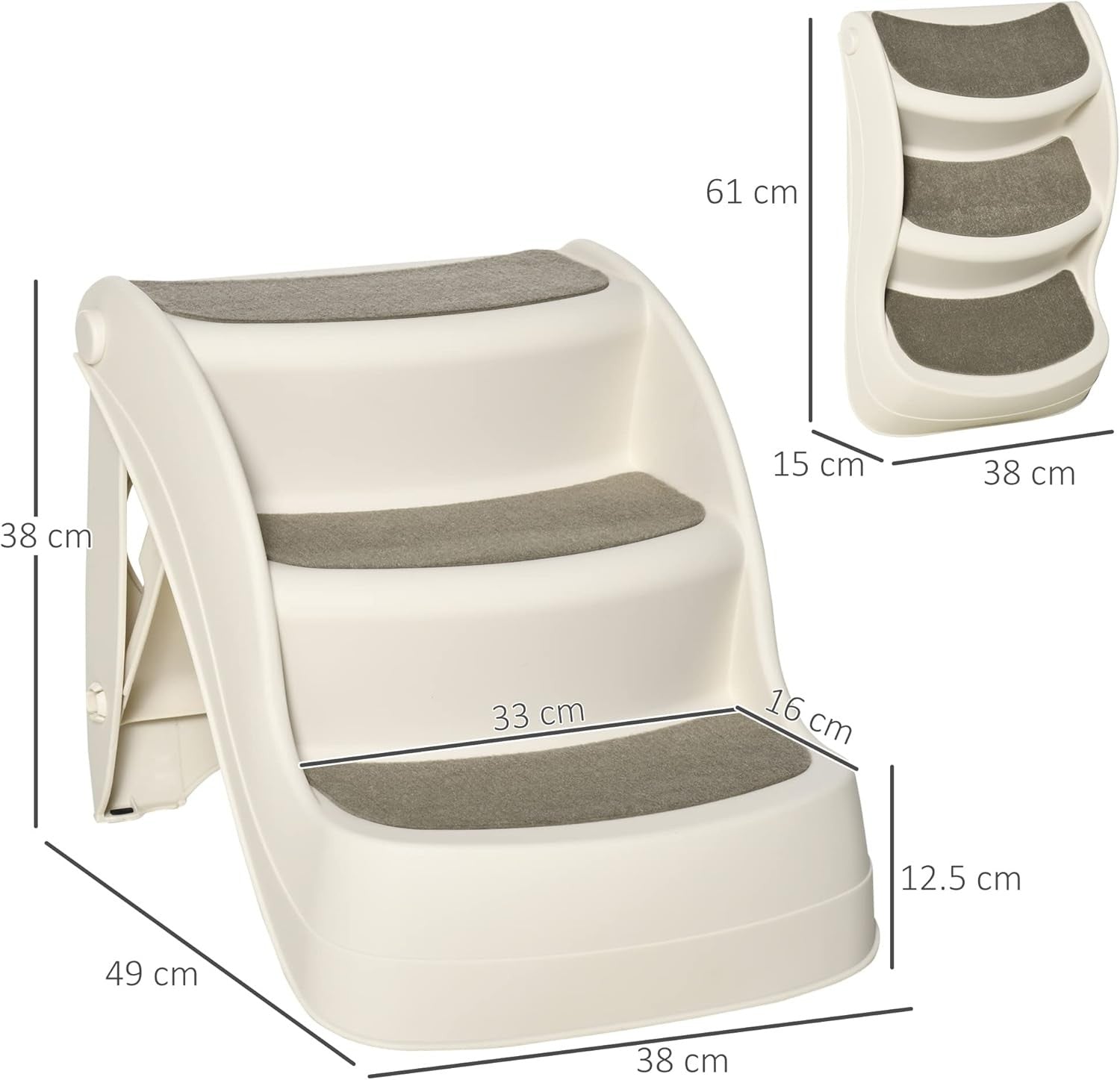 Foldable Dog Steps 3 Tier Pet Stairs Non Slip  Bed Sofa 49x38x38cm