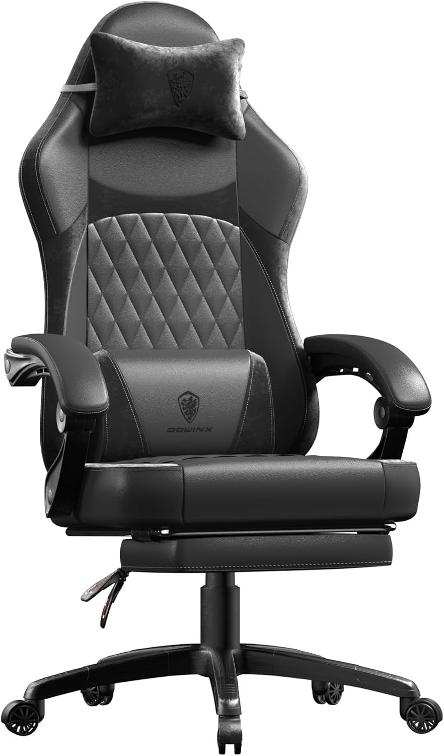 Black Gaming Chair Recliner w/ Footrest Massage 145° Ergonomic