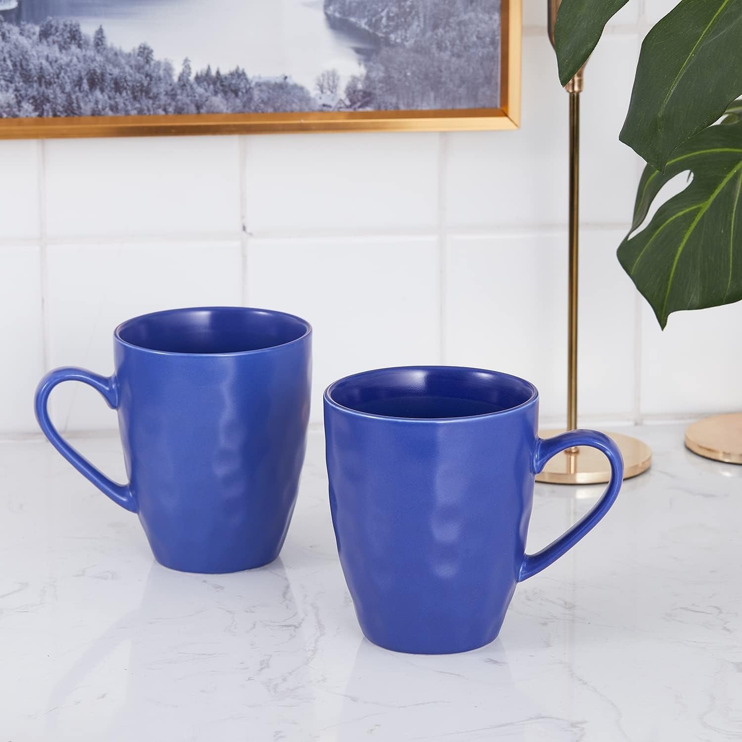 Blue Porcelain Dinnerware Set 16 Piece Service for 4 Dishwasher Safe