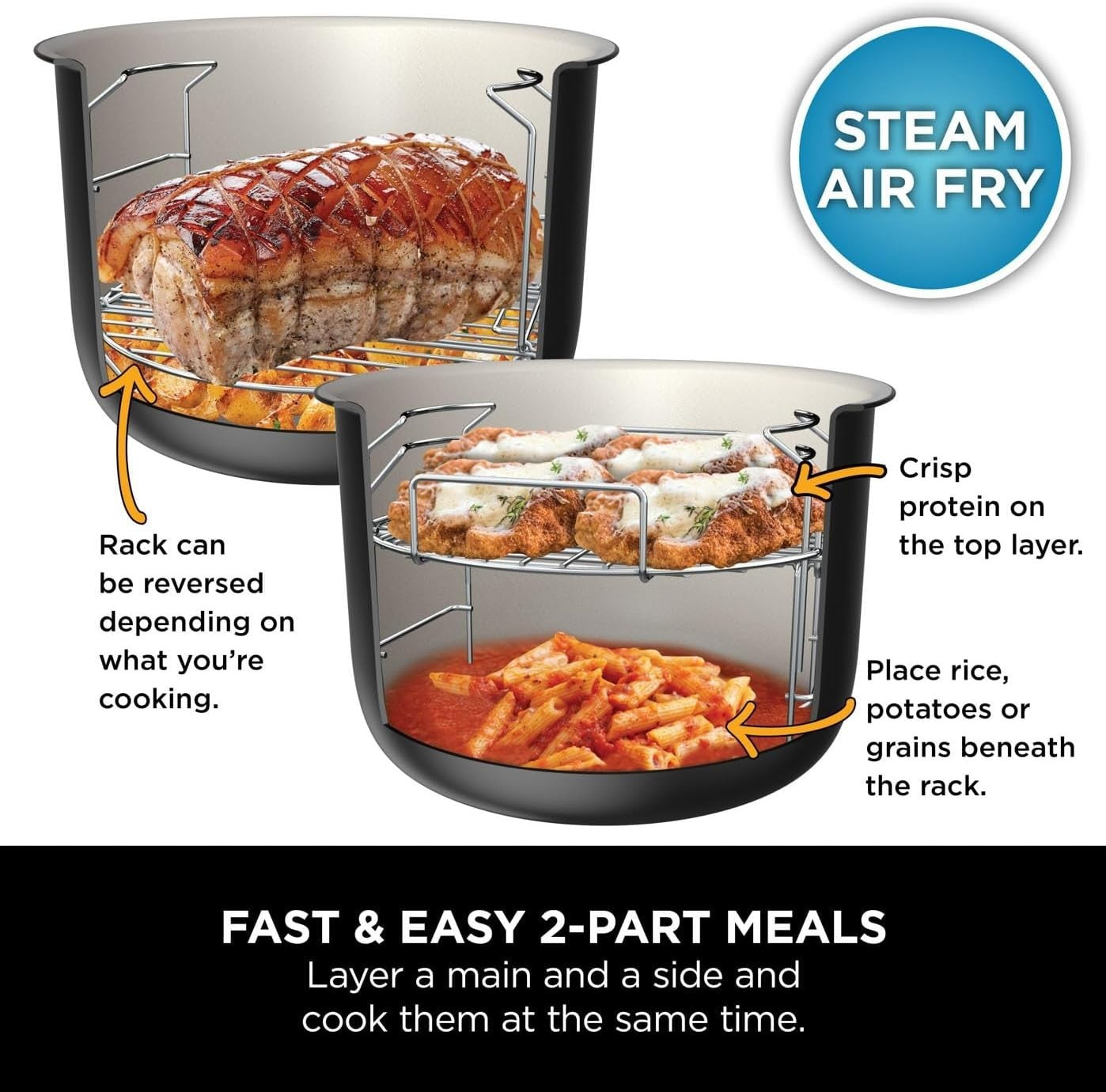 11-in-1 Pressure Cooker Air Fryer 6L Multi Cooker Grill Steam Bake XL