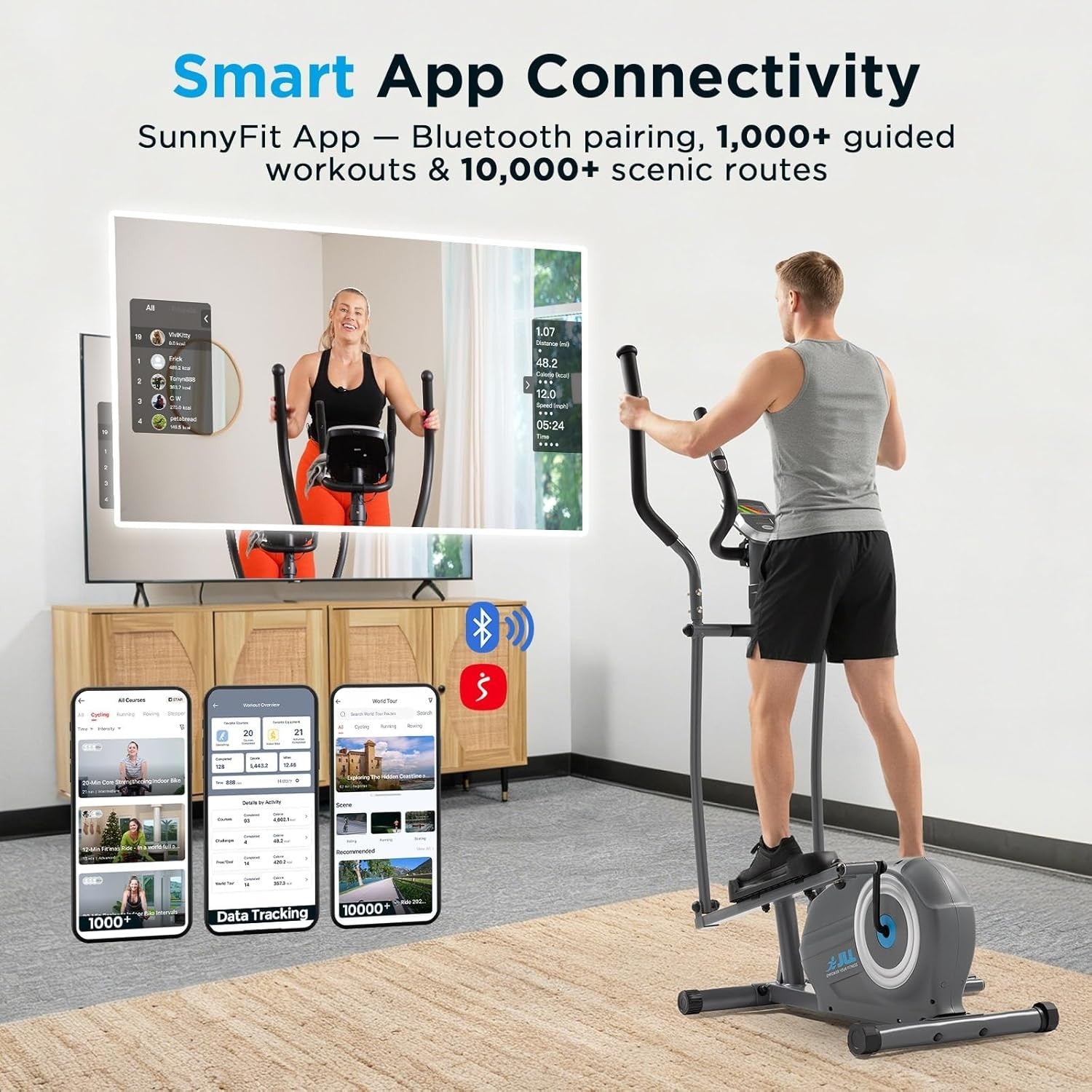 Compact Upright Elliptical Cross Trainer, 8-Level Magnetic Resistance, Full Body