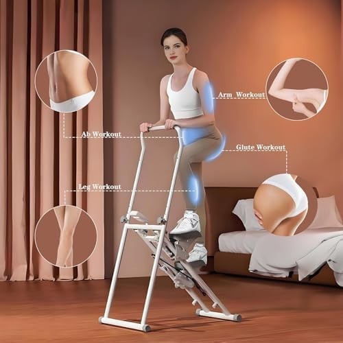 Vertical Climber Foldable Stair Stepper LCD Display Adjustable Incline Home
