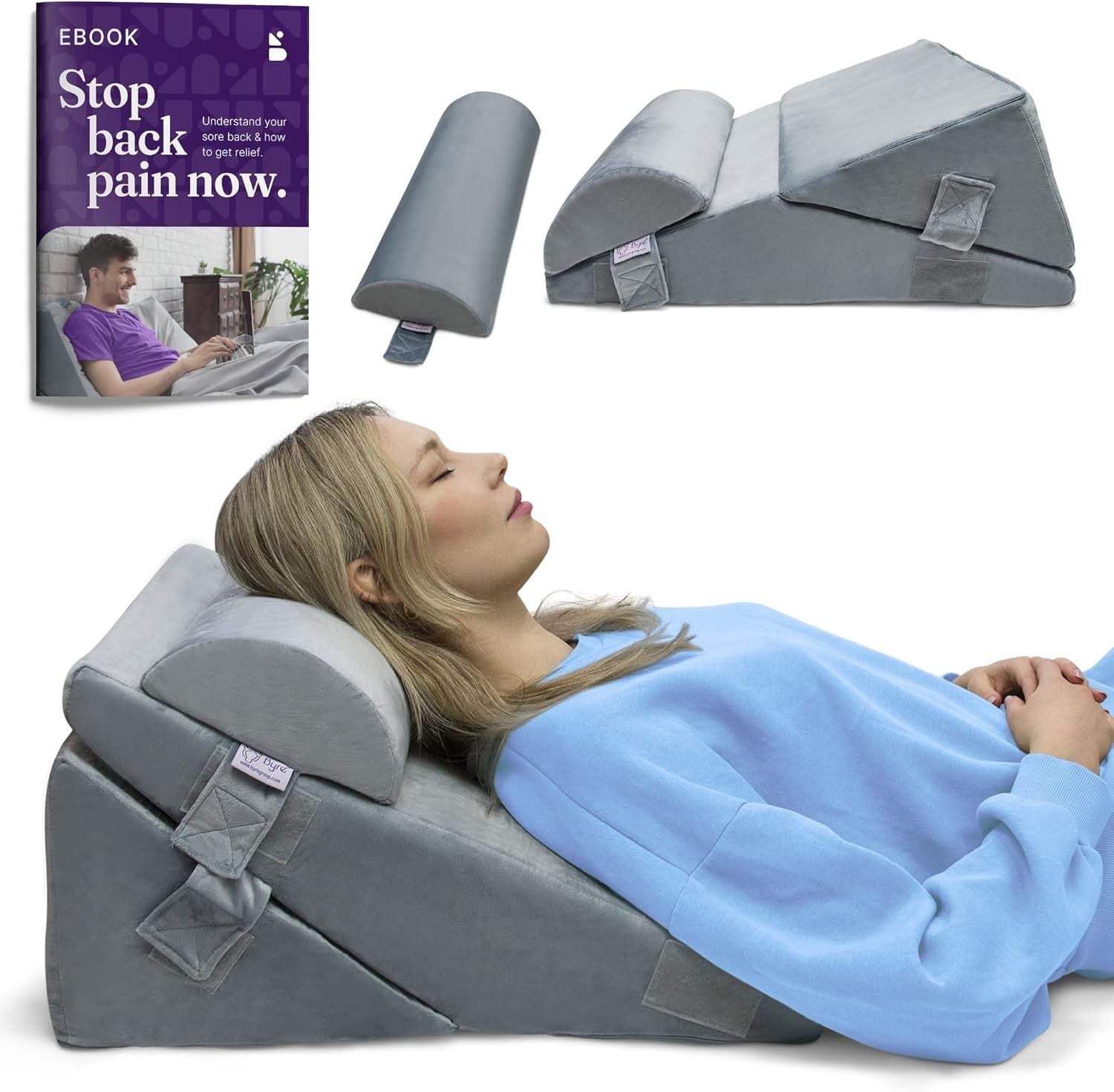 Orthopedic Bed Wedge Pillow 10-in-1 Memory Foam Adjustable Back Support