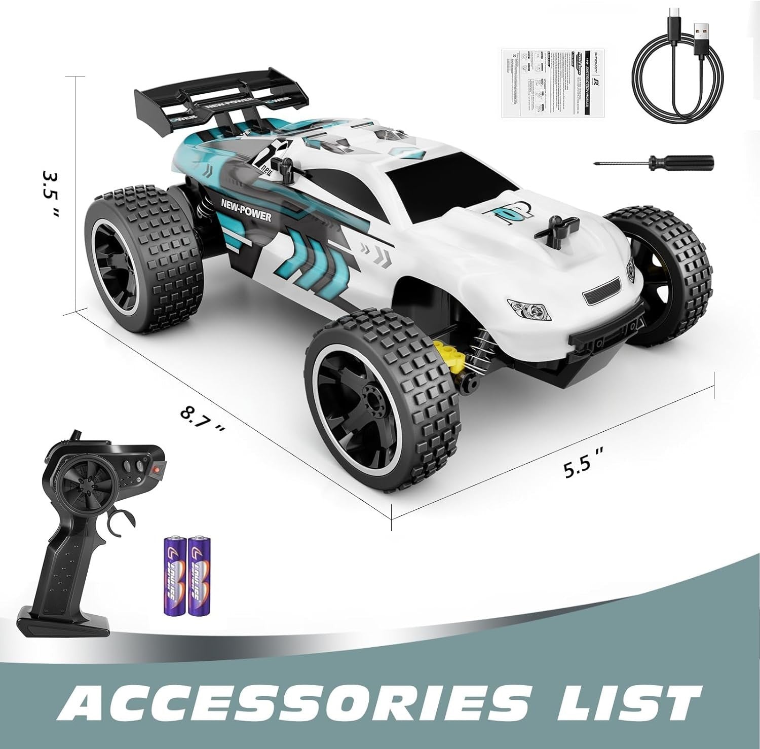 Off Road RC Car 1:18 Scale Remote Control Racing Car, 2.4GHz 20KM/H Speed