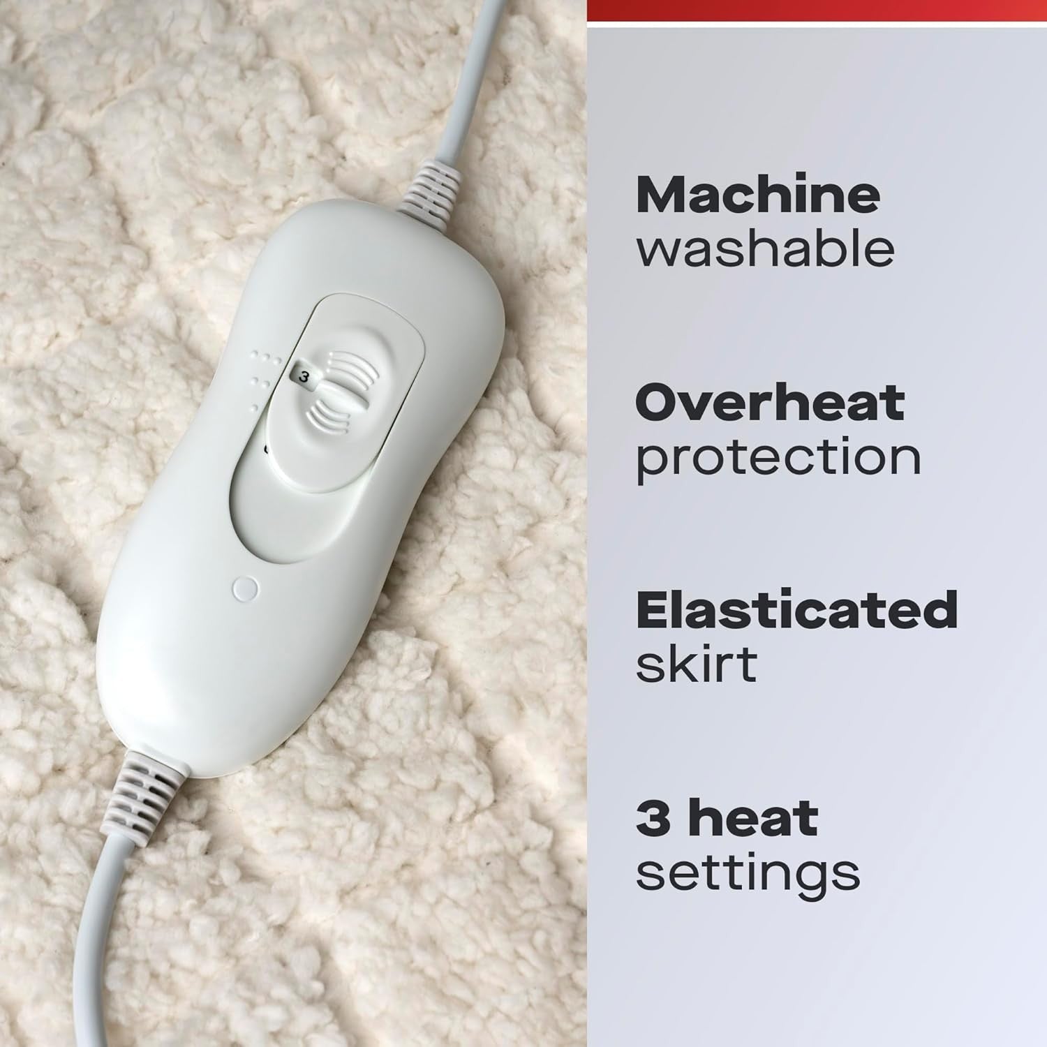 King Size Electric Heated Fitted Blanket Dual Control 3 Heat Washable