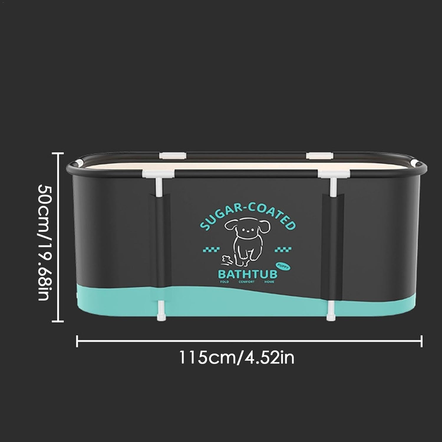Portable Foldable Bathtub Black Oxford Cloth 45.3"x23.6"x19.7" Freestanding