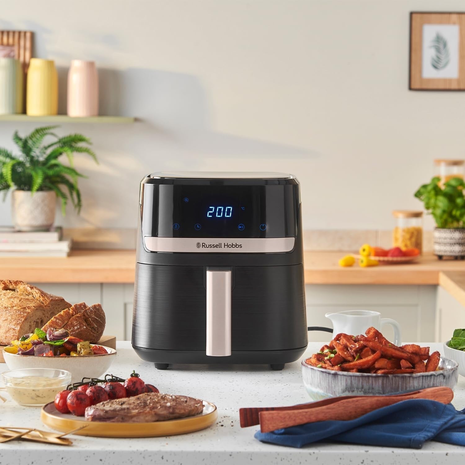 4.3L Digital Air Fryer 200°C 9 Presets Rapid Air Dishwasher Safe Auto Off