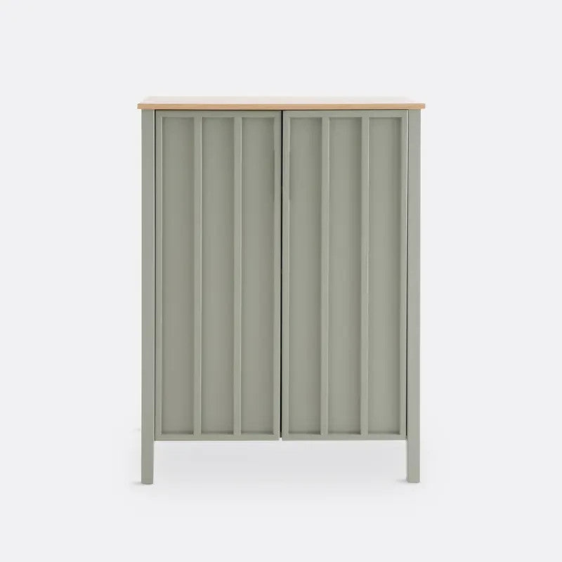 Modern Pine 2 Door Sideboard Cabinet Soft Close FSC Wood Green Oak Finish