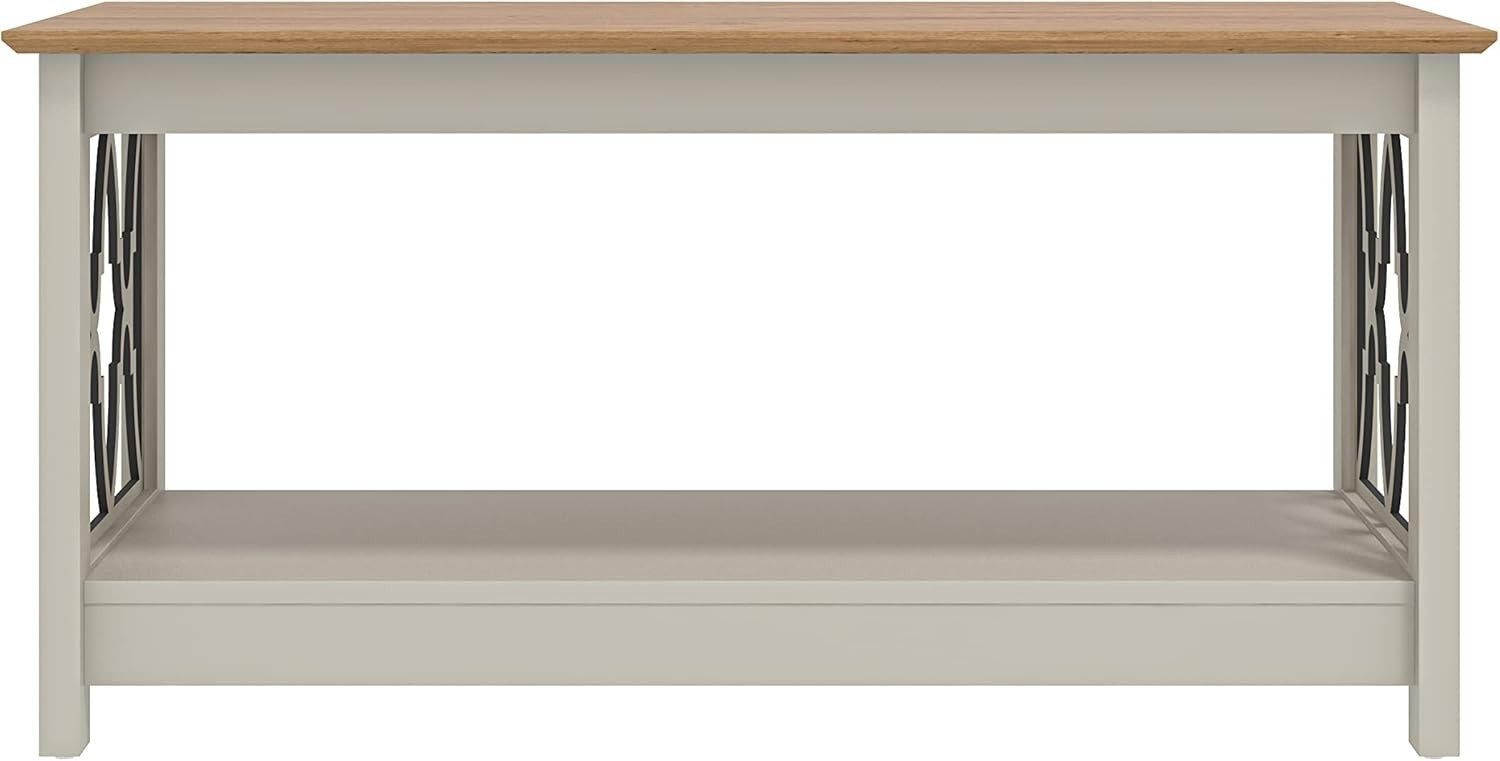 Modern Storage Coffee Table with Shelf 90x50x44cm Light Grey Oak Finish