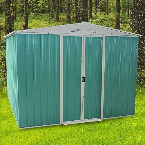 Metal Garden Storage Shed 8x8ft Waterproof Outdoor Shed with Apex Roof Green