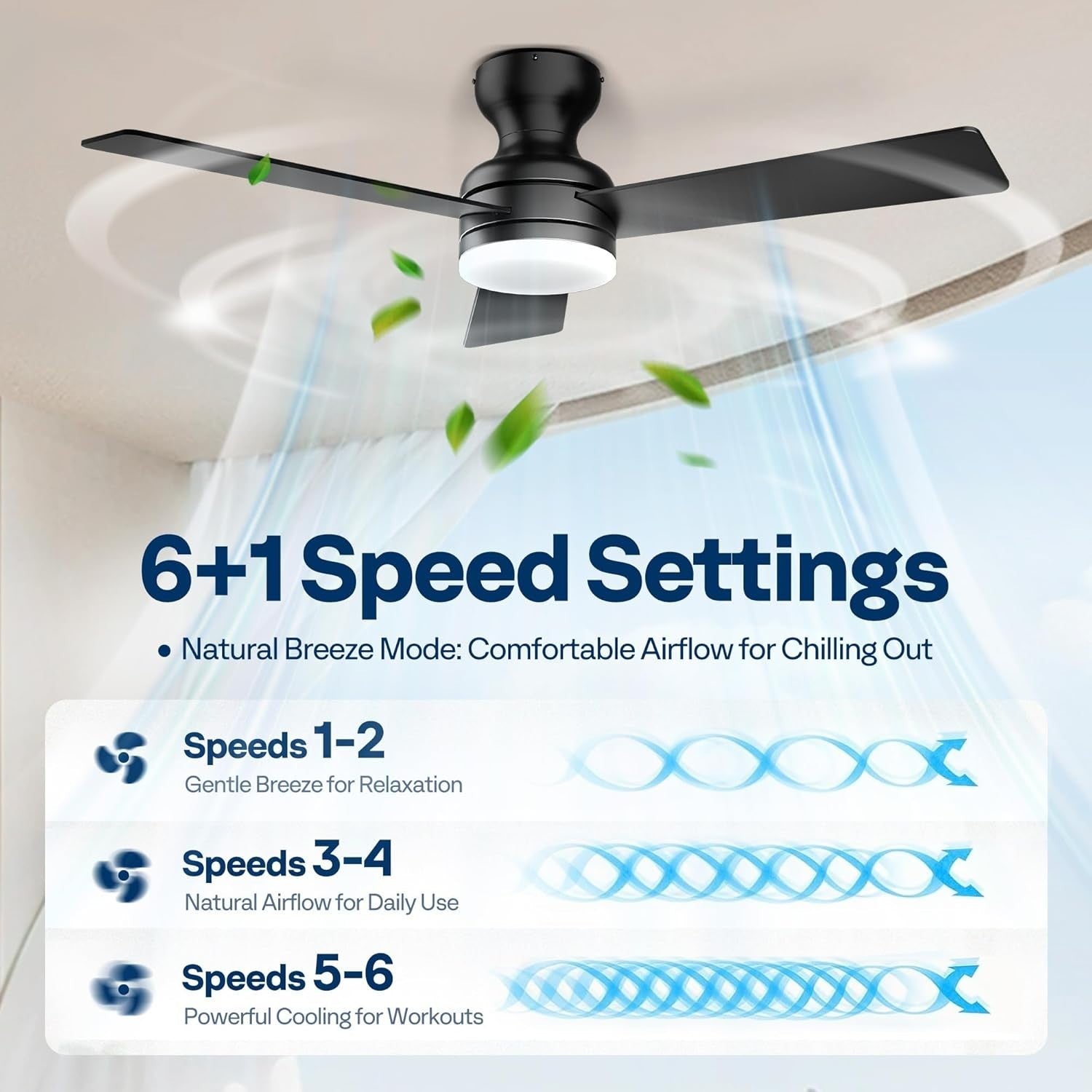 VIVOHOME 42"" Ceiling Fan with Lights, Remote, 6 Speeds, 3CCT LED, Timer