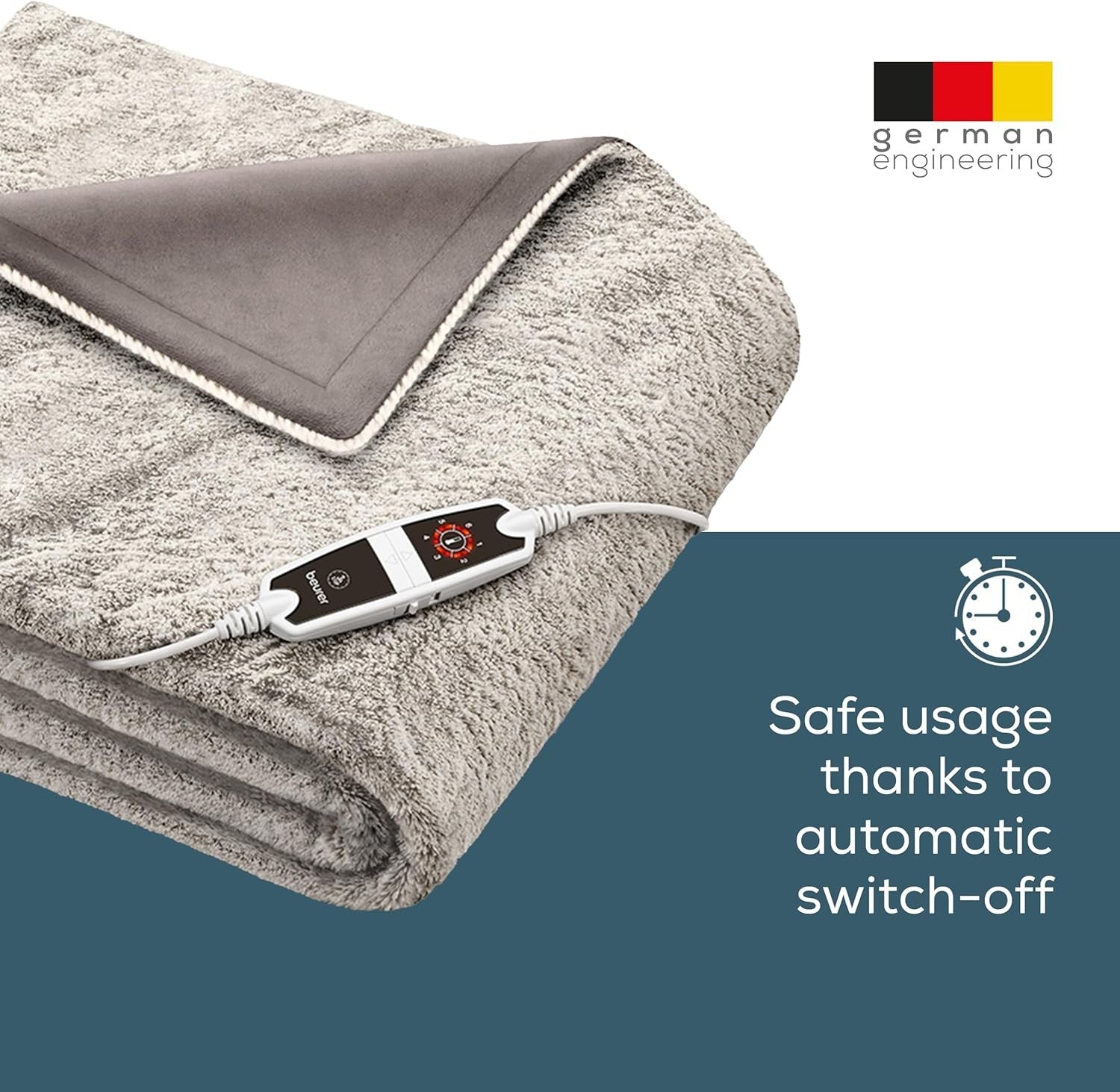 XXL Electric Heated Throw Faux Fur Fleece 6 Heat Auto Shut Off Washable
