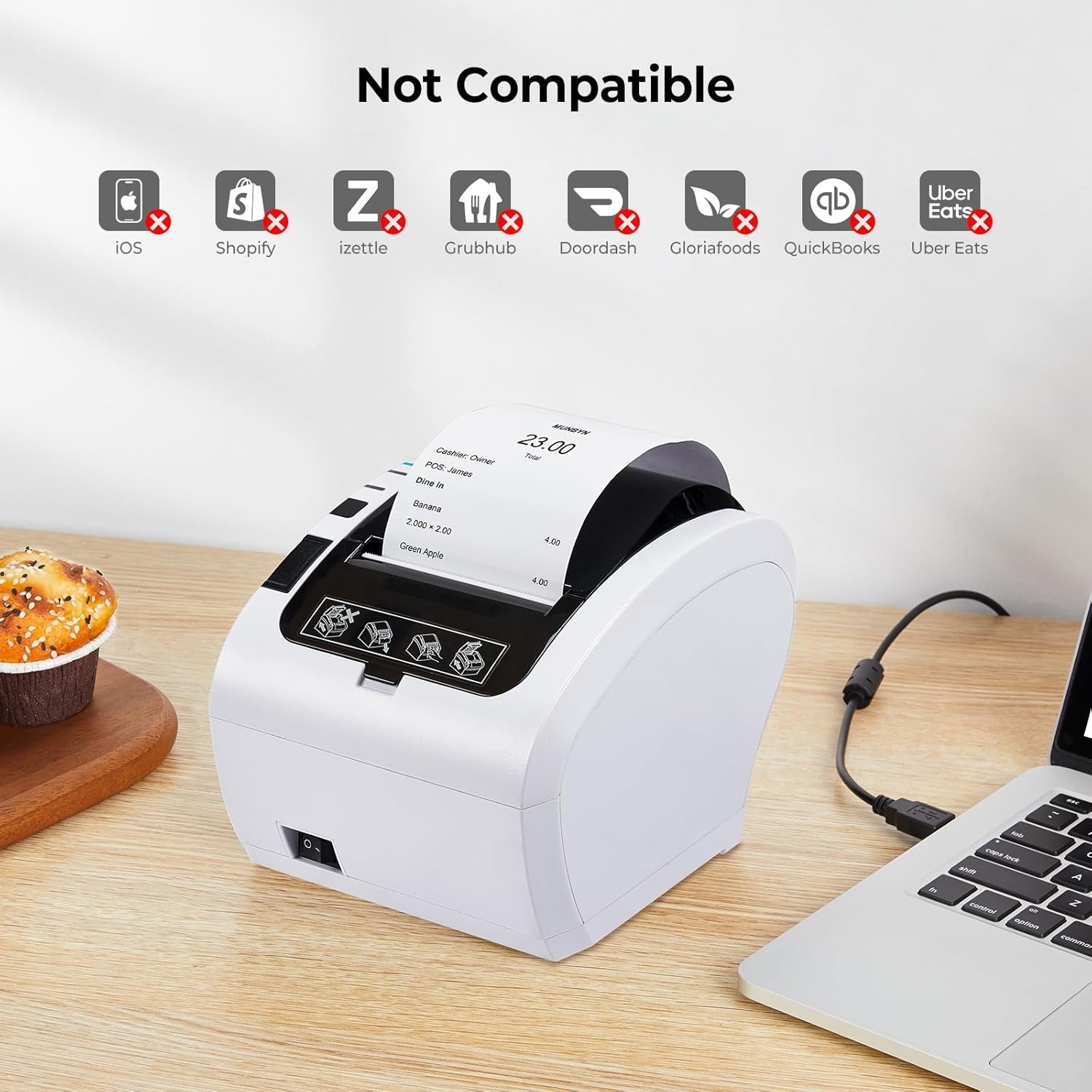 80 mm Thermal POS Receipt Printer USB & Ethernet for Shop & Restaurant