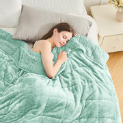 Weighted Blanket 15lb Sherpa Fleece Cozy Sleep Aid 60x80 Dusty Green Queen