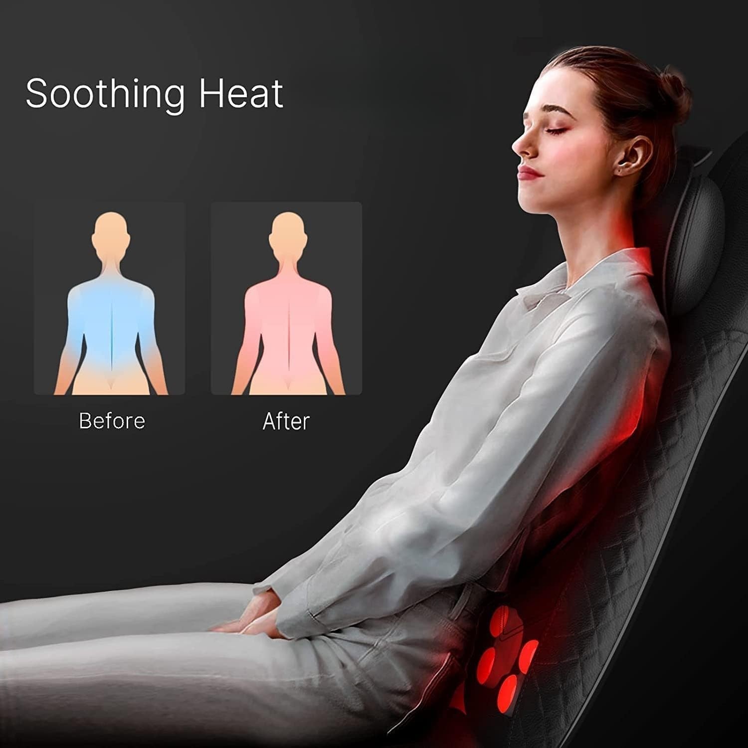 Shiatsu Back Massager with Heat Full Body Chair Pad Adjustable Neck & Vibration