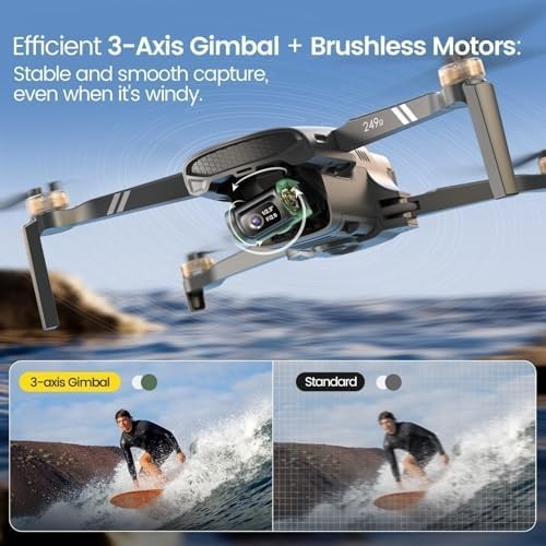 HS900 GPS Drone with 4K Camera, 3-Axis Gimbal, 48MP Photos, Visual Tracking