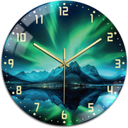 30cm Aurora Landscape Wall Clock – Silent Non-Ticking Glass Art Design
