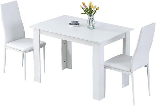 Modern 5-Piece White Dining Table & Chairs Set | Space-Saving, Durable Design