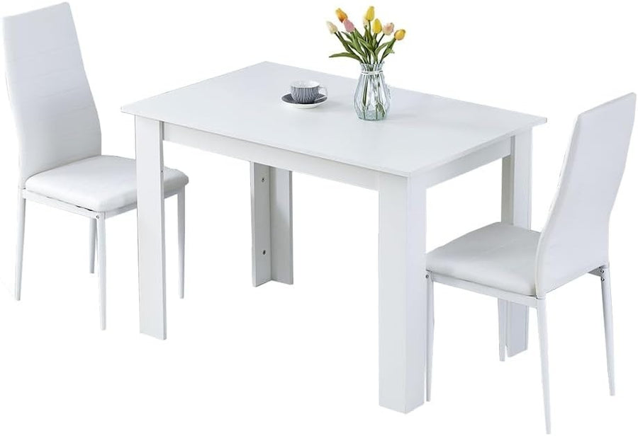 Modern 5-Piece White Dining Table & Chairs Set | Space-Saving, Durable Design