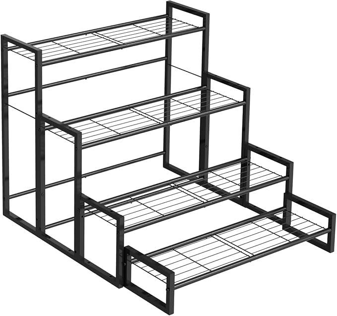 4 Tier Metal Plant Stand Indoor Outdoor Stackable Flower Shelf Garden Display