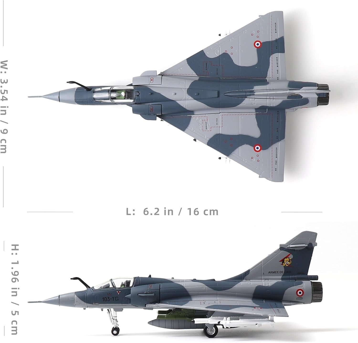 Diecast Mirage 2000 Fighter Jet Model 1/100 Metal Plane Display Gift