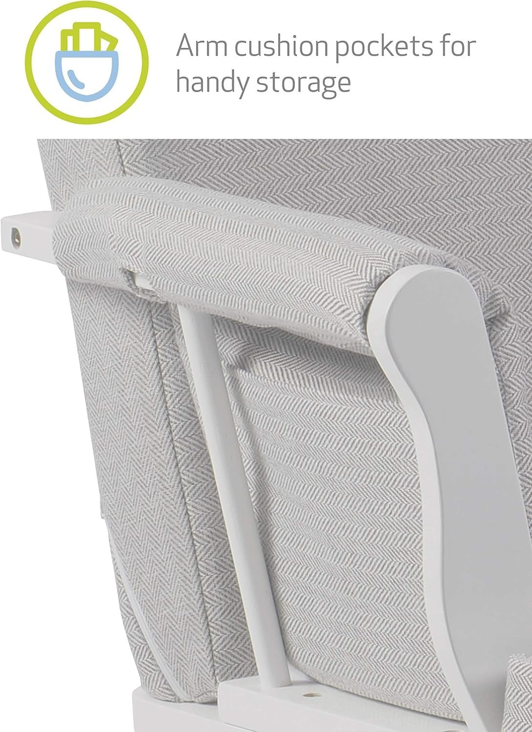 Nursery Rocking Chair Armchair Compact Glider w/ Storage Pockets Grey