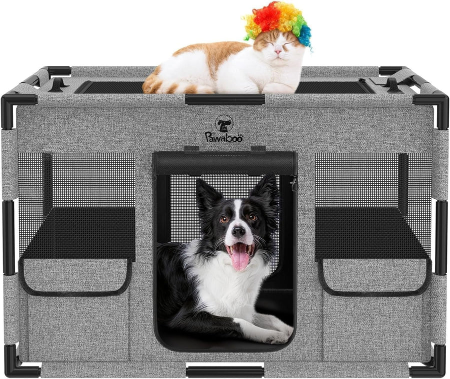 Large Breathable Dog & Cat Playpen Indoor Outdoor Soft Mesh Kennel 81x61x61cm