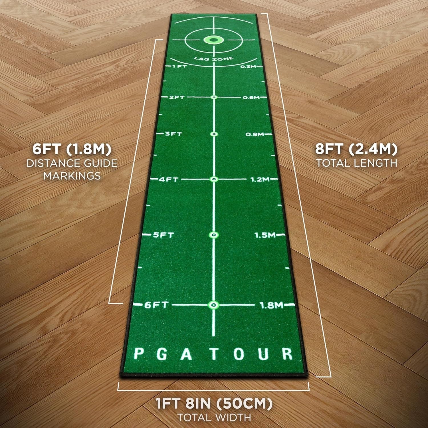 Indoor Golf Putting Mat 6ft Training Green Alignment Guides Home Practice