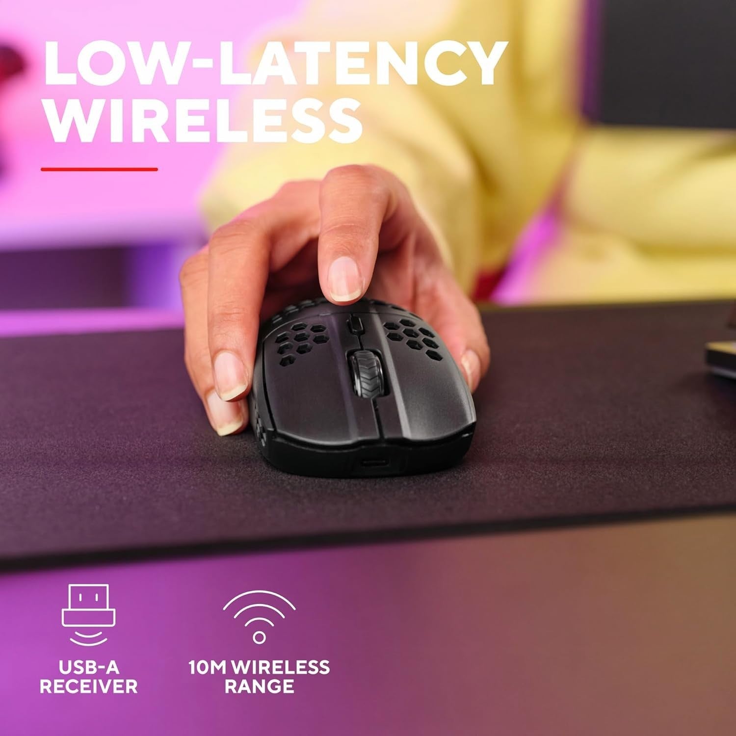 Ultralight Wireless Gaming Mouse 75g 80H RGB 4800 DPI Black