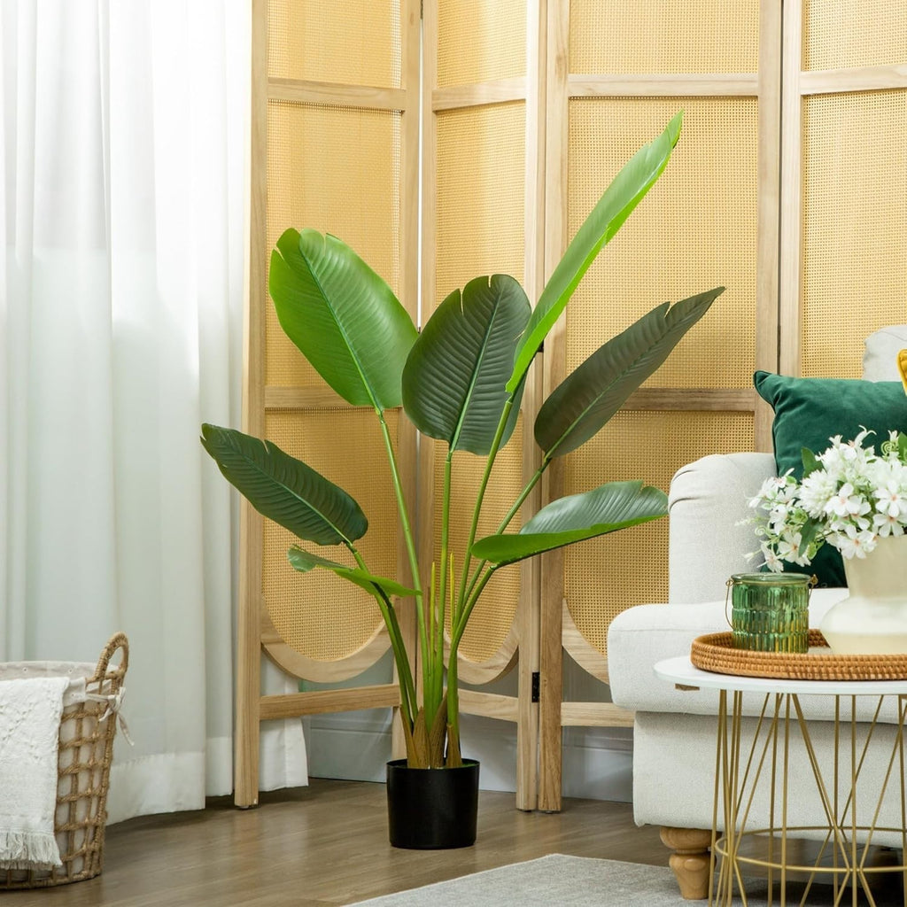 109cm Bird of Paradise Plant Faux Banana Leaf Tree PEVA Flocked Indoor Decor