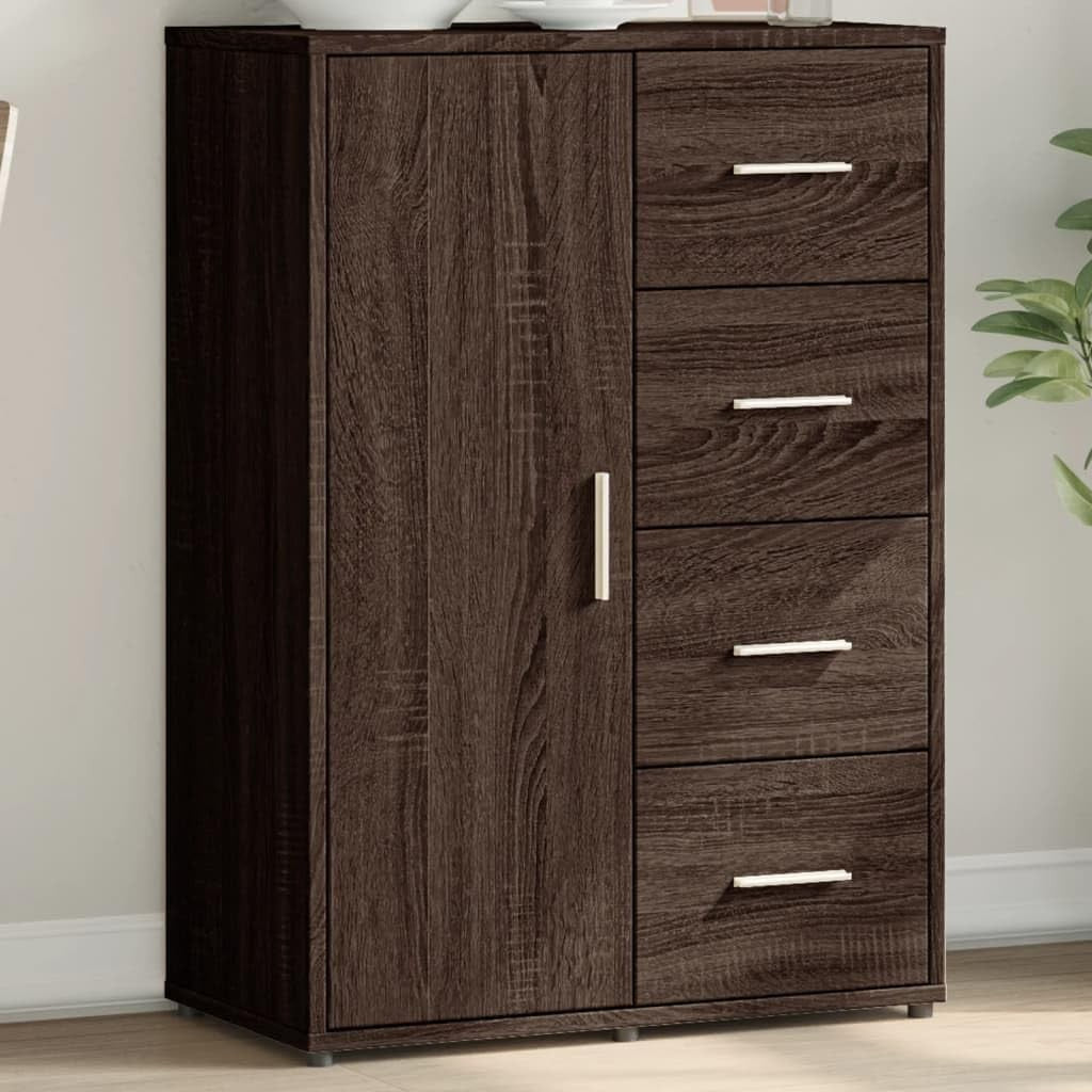 Modern Brown Oak Sideboard Cabinet with Moisture-Resistant Storage