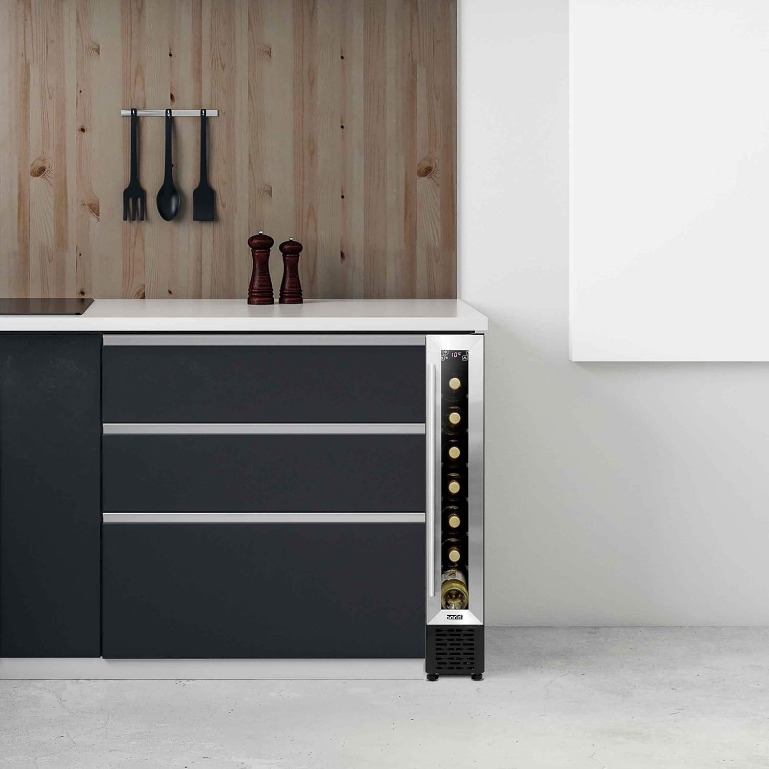 7 Bottle Slim Wine Cooler 15cm Fridge Touch Control LED Glass Door