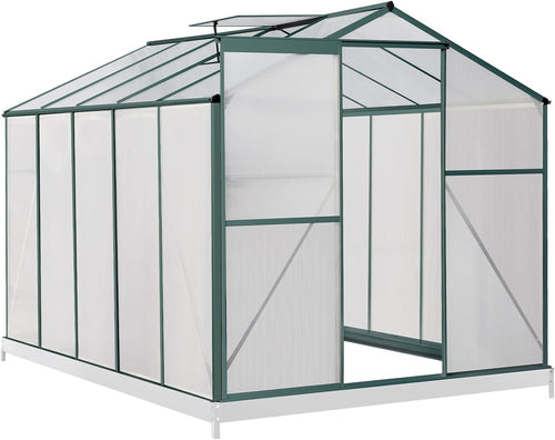 10x6ft Polycarbonate Greenhouse with Base | Heavy-Duty Aluminium Frame