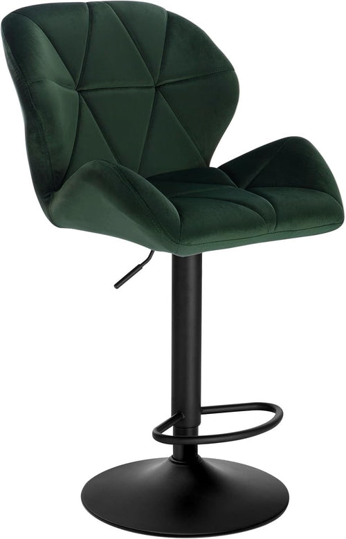 Dark Green Velvet Adjustable Swivel Bar Stool with Back Kitchen Island