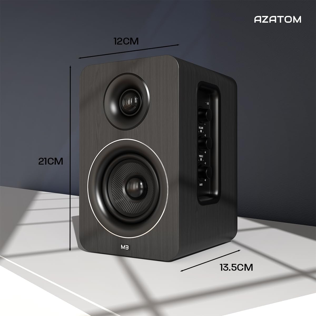 60W Bluetooth Bookshelf Speakers Carbon Fibre 24bit DAC Optical USB