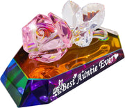 Crystal Rose Ornament “Best Auntie Ever” Gift – Multicolour K9 Glass Keepsake