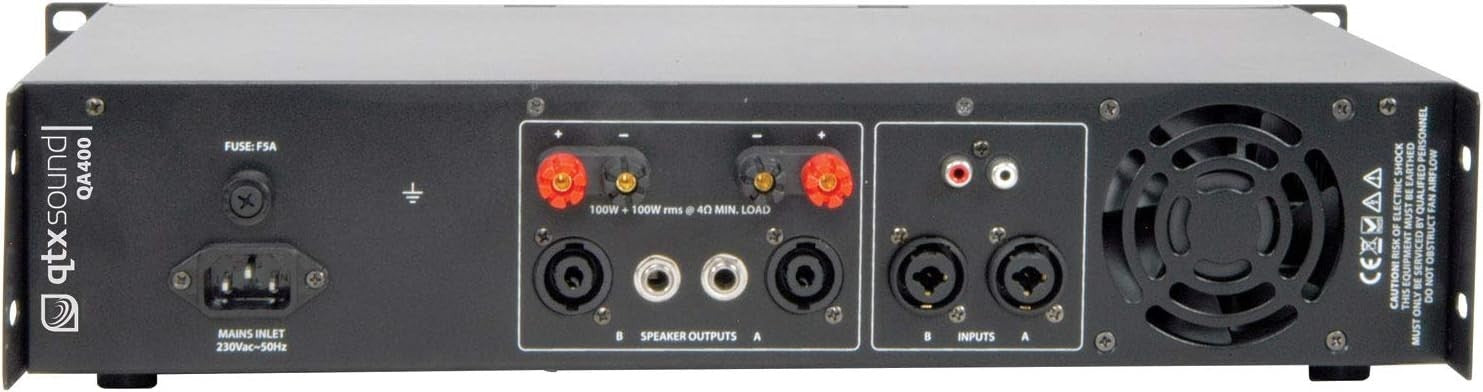 QA400 400W Stereo Power Amplifier 2U Rack Mount Balanced Inputs