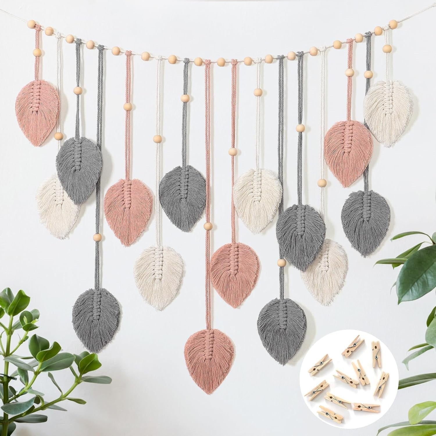 Large Boho Macrame Wall Hanging Leaf Tapestry Home Decor 73x130cm