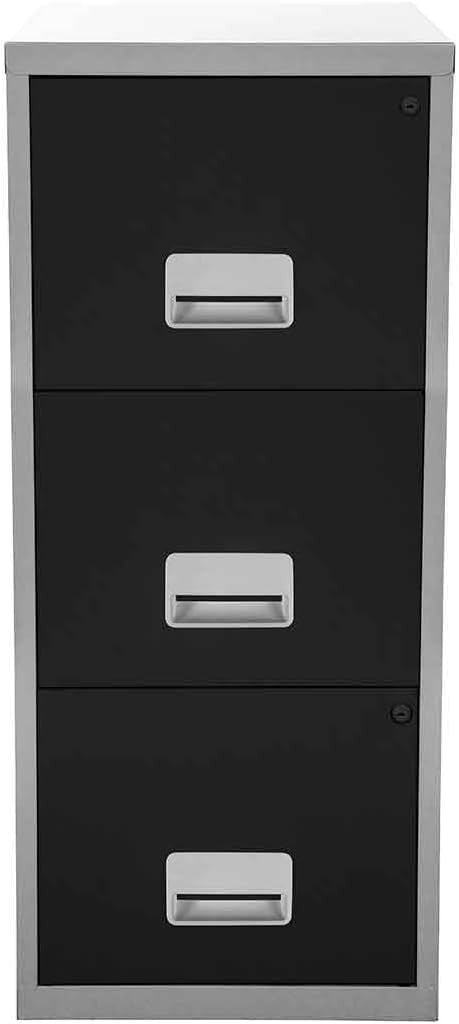A4 3 Drawer Lockable Filing Cabinet Tall Steel Office Storage Unit