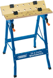 Tilt & Turn Folding Workbench Dual Clamping 24-Hole Adjustable MDF Top