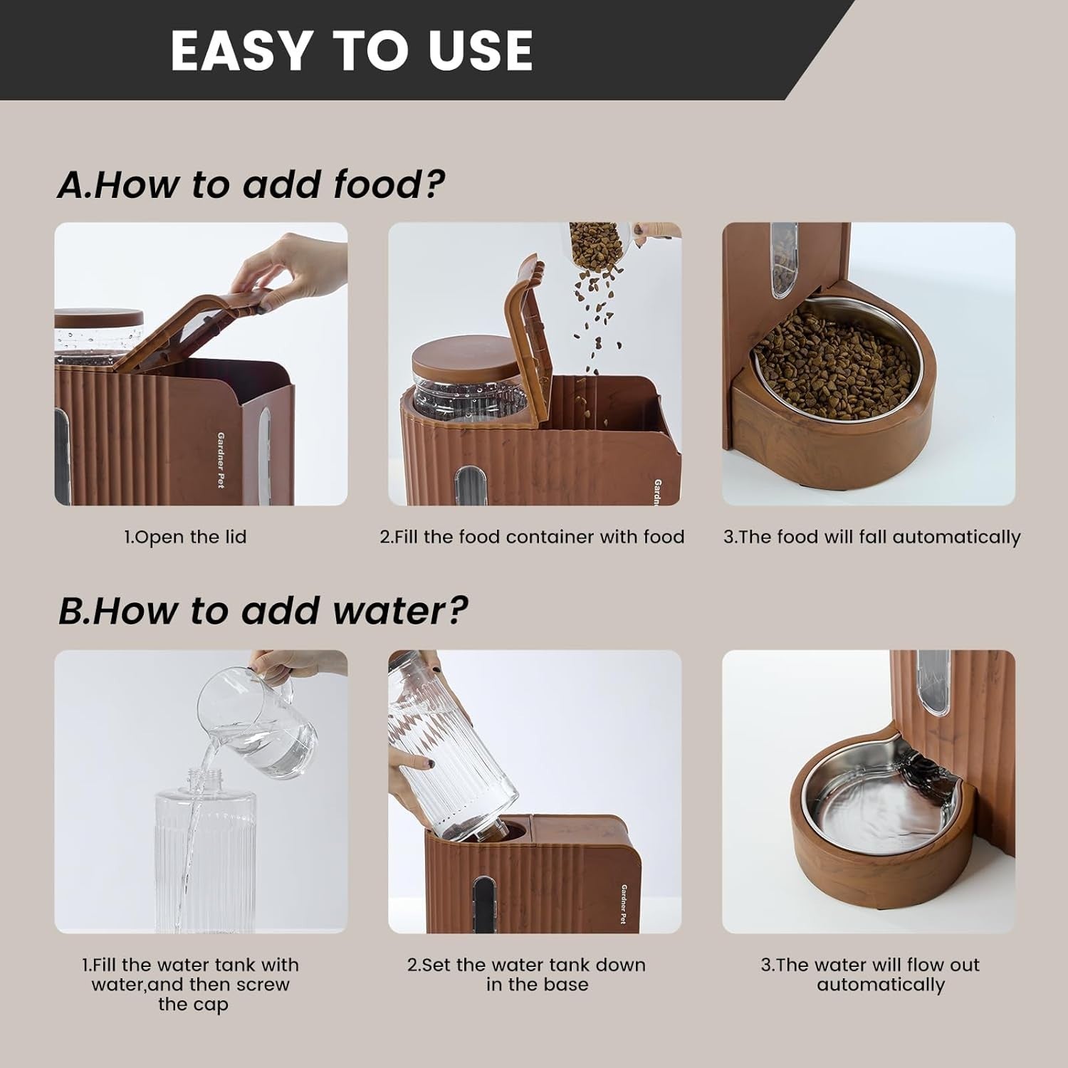 2 in 1 Gravity Pet Feeder Water Dispenser 3L BPA Free Food Station