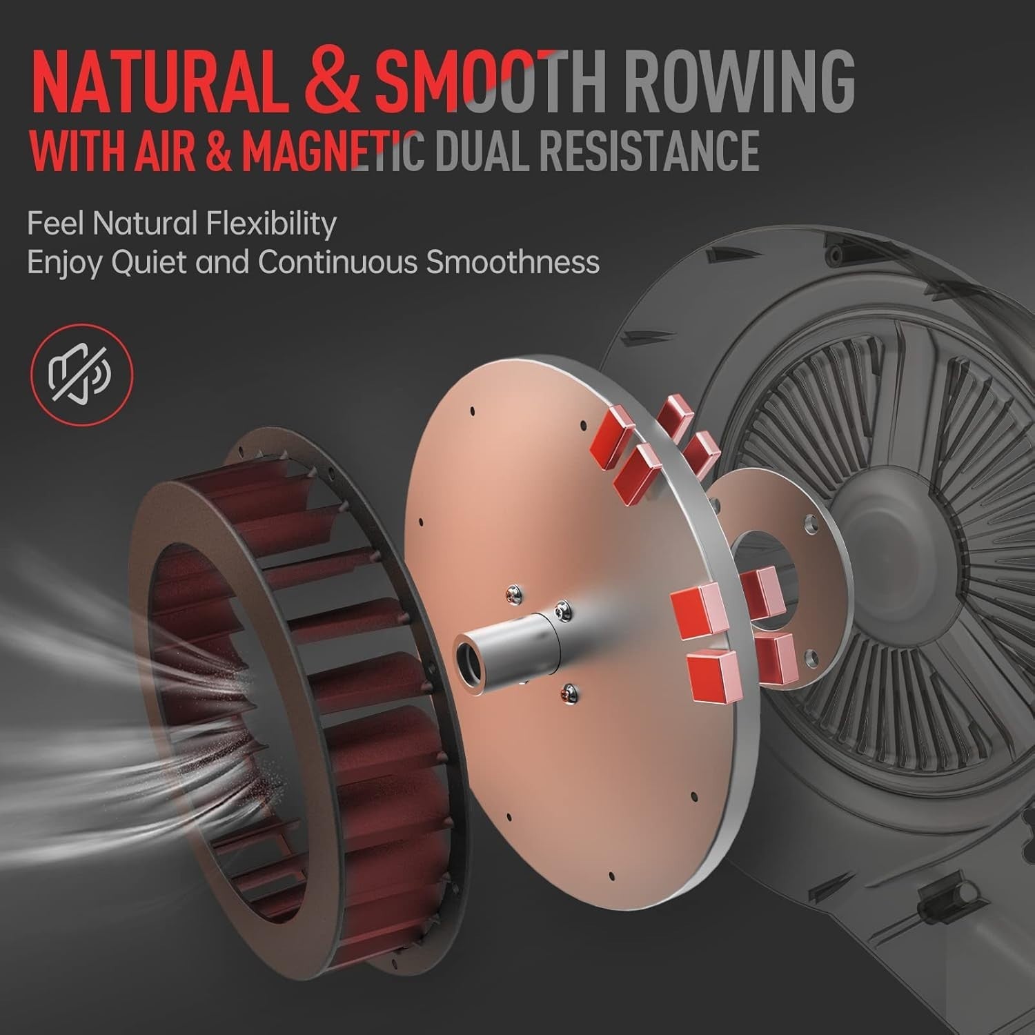 Foldable Air Magnetic Rowing Machine 10-Level Resistance Bluetooth Smart Monitor